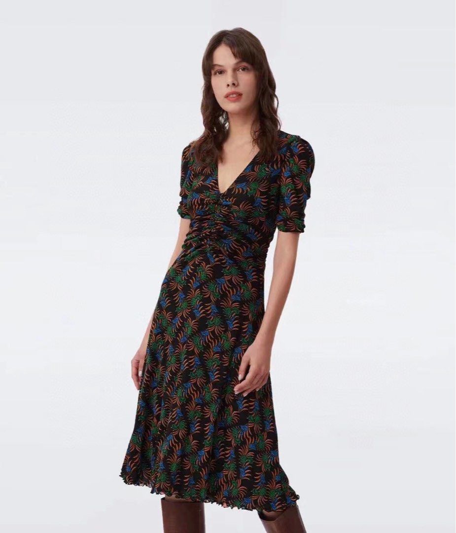 DVF Lindy Cotton Midi Dress in Pure Blue, Women's Fashion, Dresses & Sets,  Dresses on Carousell