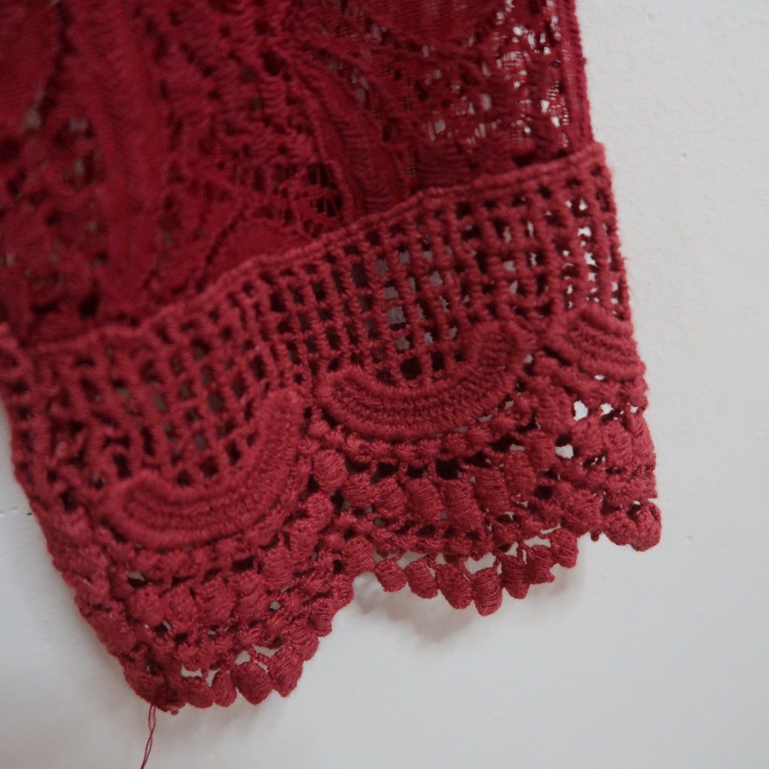 Elegant Red Lace Long Sleeve Dress