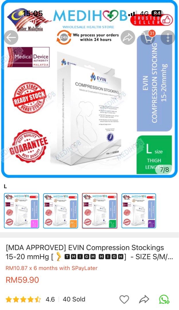 Evin TED Compression Stockings, Babies & Kids, Maternity Care on Carousell