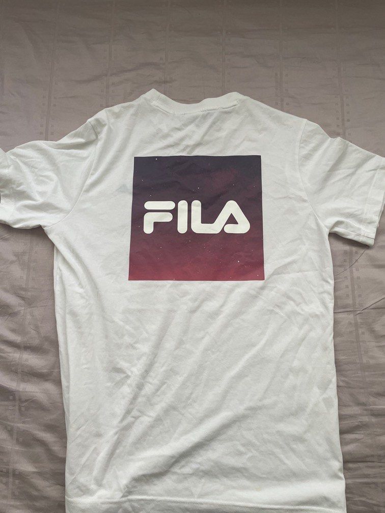 Red black and white fila shirt hotsell