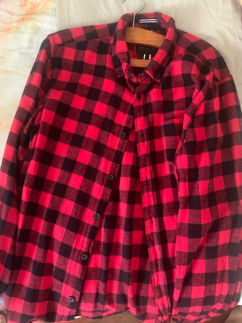 Denim and flower mens flannel clearance