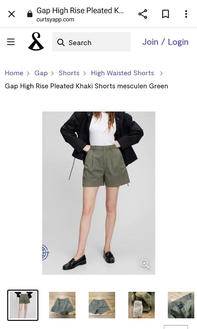 High Rise Pleated Khaki Shorts