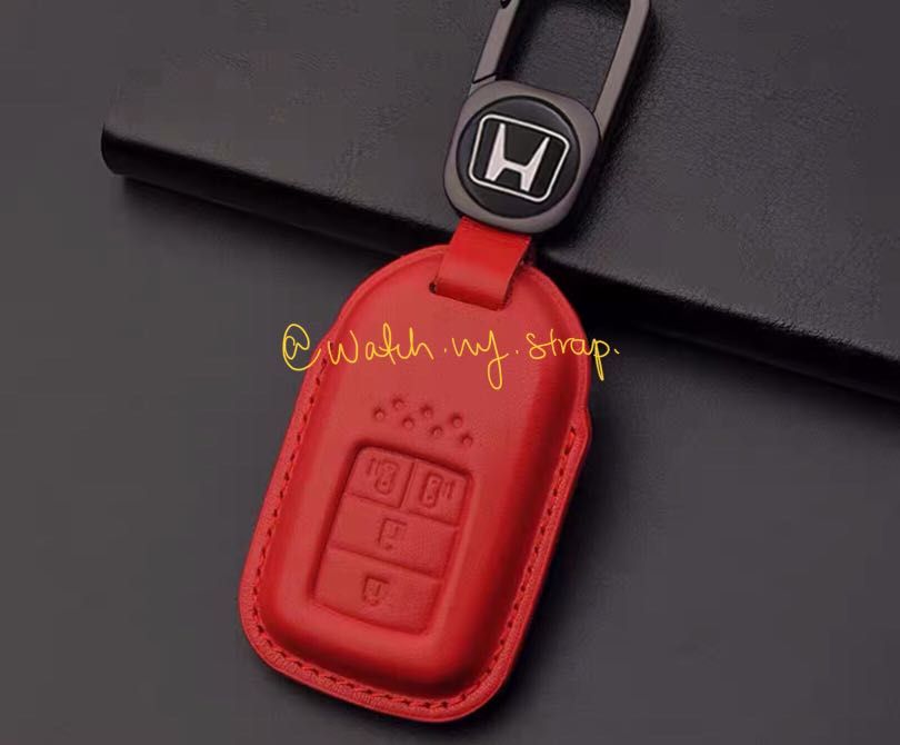 GENUINE CALF LEATHER HONDA CAR KEY FOBS WITH KEY RING Car