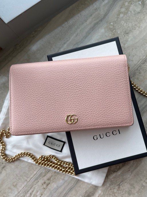 Gg marmont leather outlet mini chain bag pink