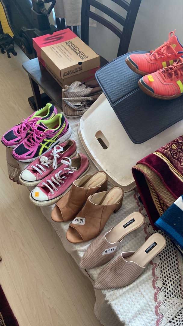 Heels kasut sneakers Adidas Skechers murah