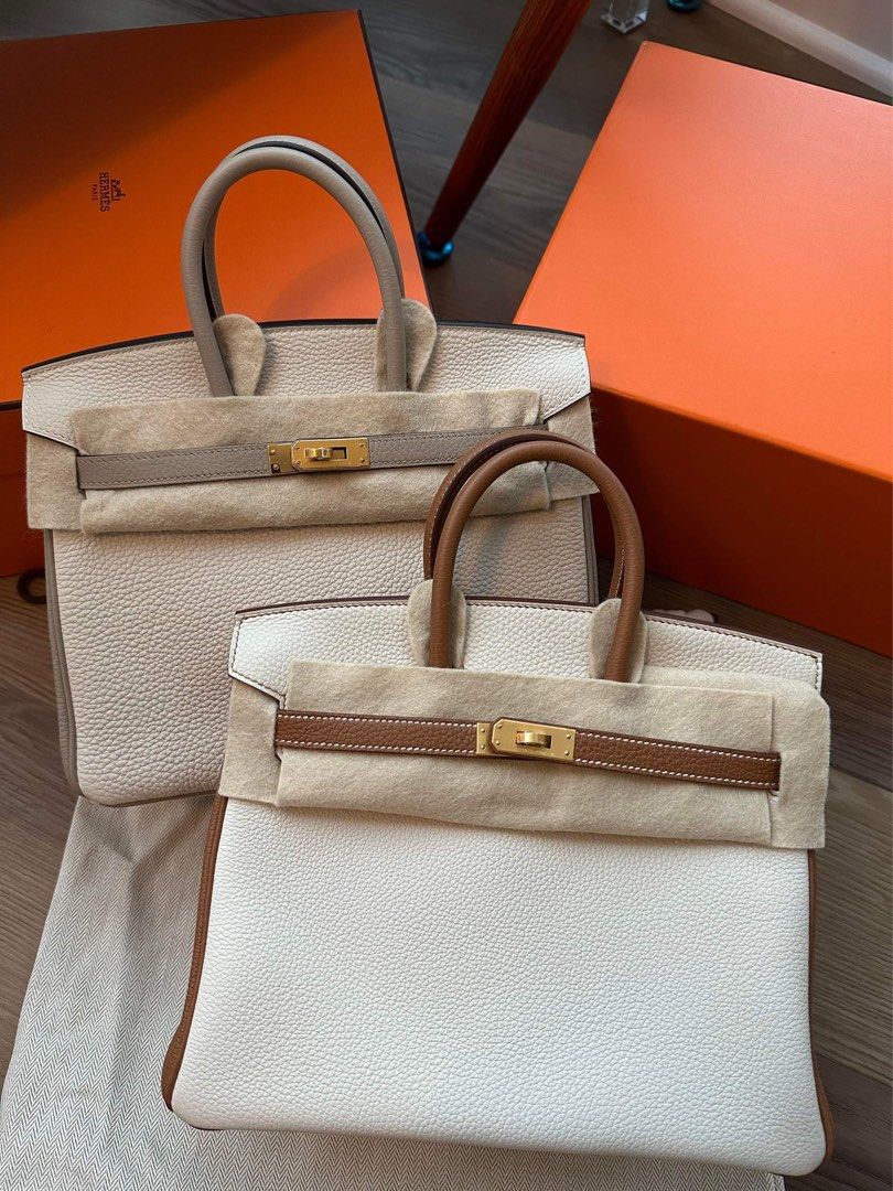 Hermes Birkin bag 25 Craie Togo leather Silver hardware