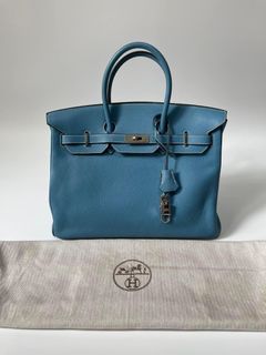 Replica Hermes Birkin 25cm Bag In Blue Jean Clemence Leather GHW