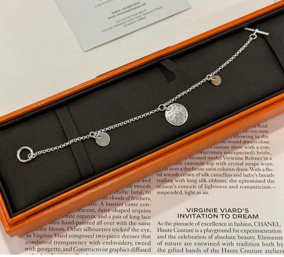 Hermes ex lebris in silver and rose gold, Women's Fashion, Jewelry