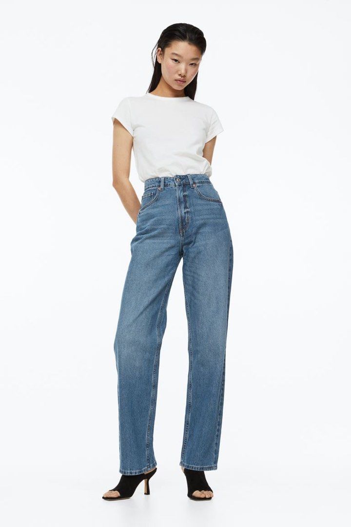 H M 90s straight ultra high waist jeans Women s Fashion Bottoms