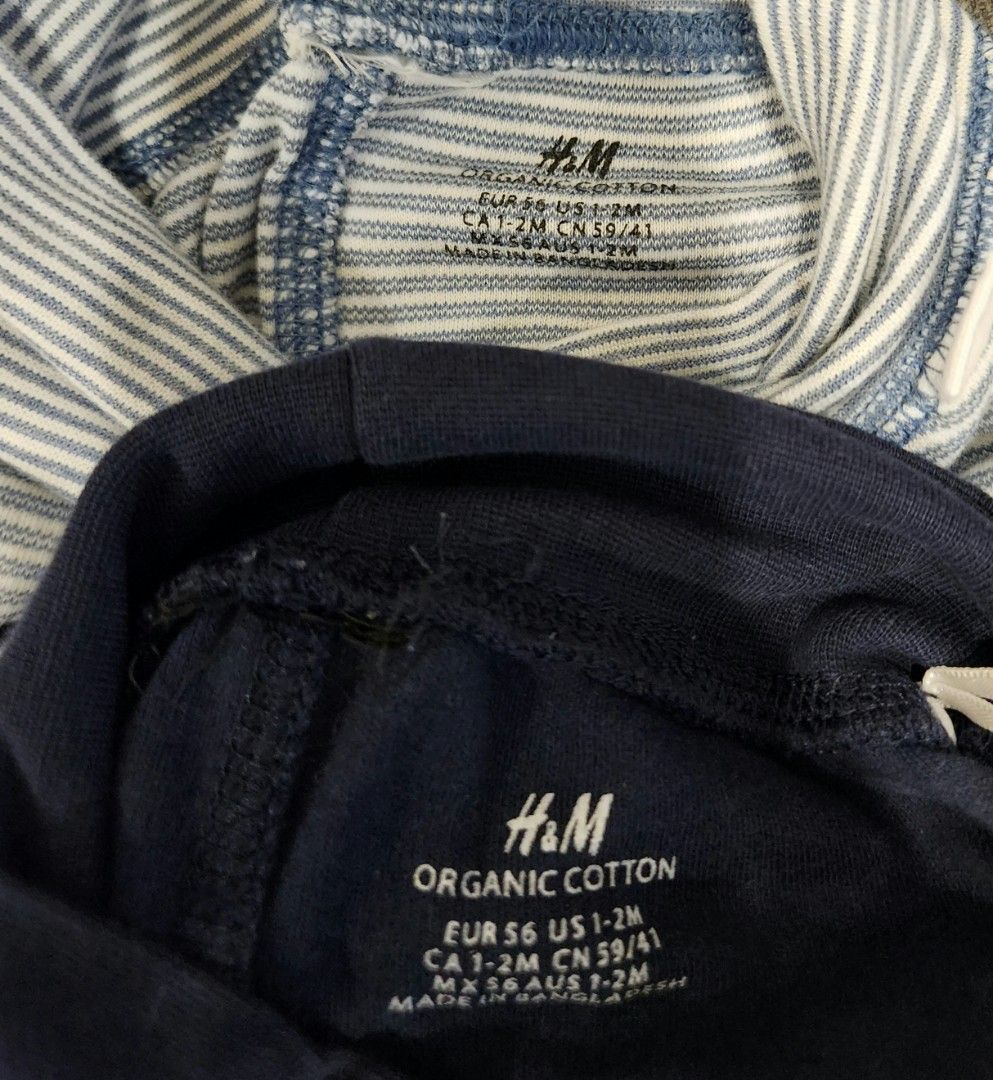 H M Baby Organic Cotton Pants 2 pcs Size 1 2m