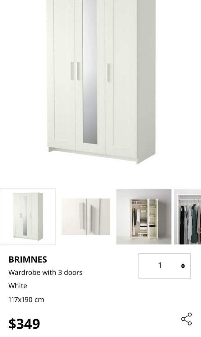 BRIMNES Armoire 3 portes, blanc, 117x190 cm - IKEA