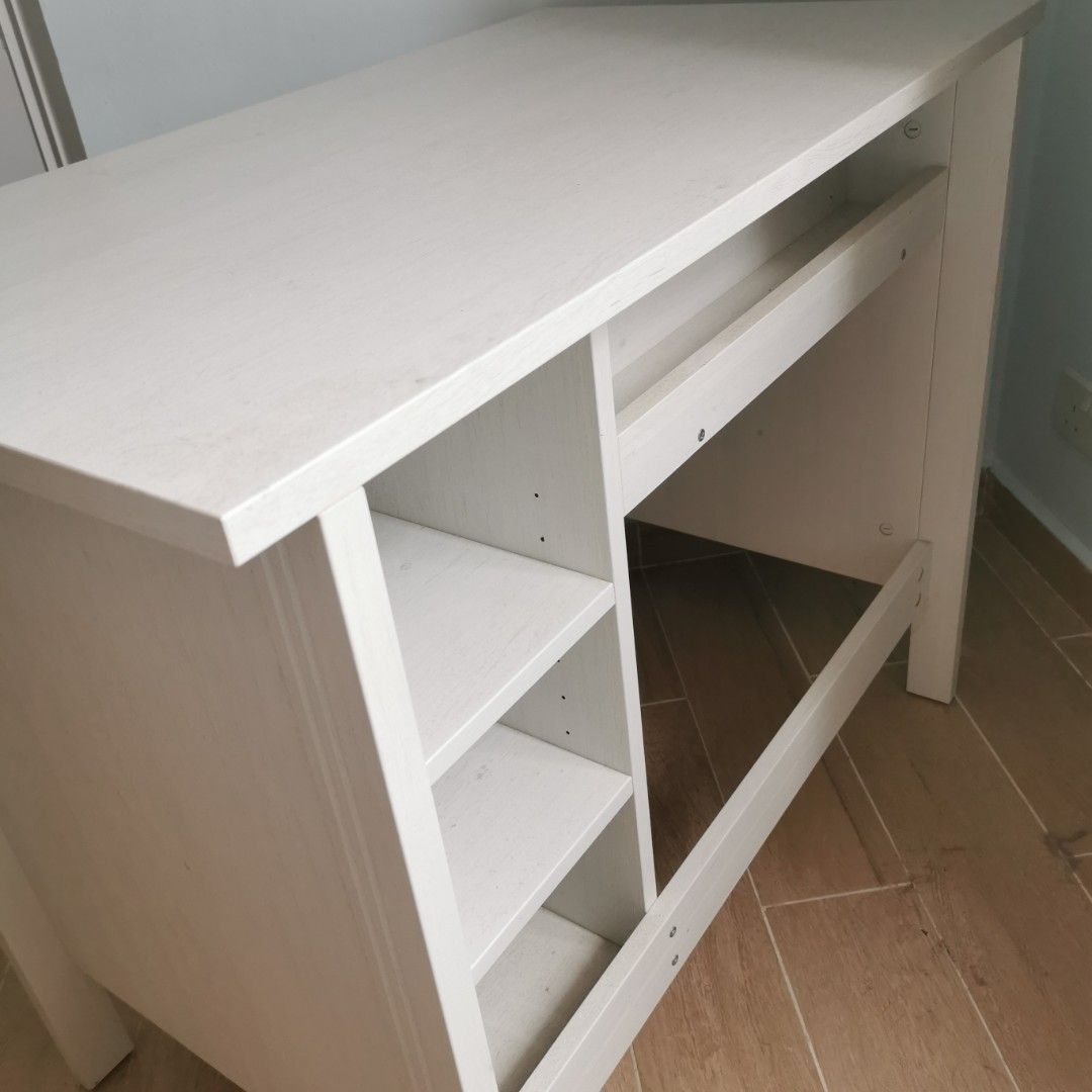IKEA Brusali Desk White, Furniture & Home Living, Furniture, Tables & Sets on Carousell