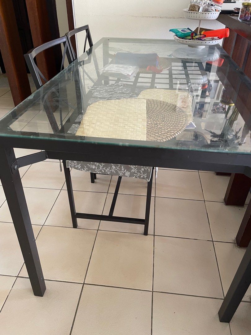IKEA glass top Dining table letting go , Furniture & Home Living