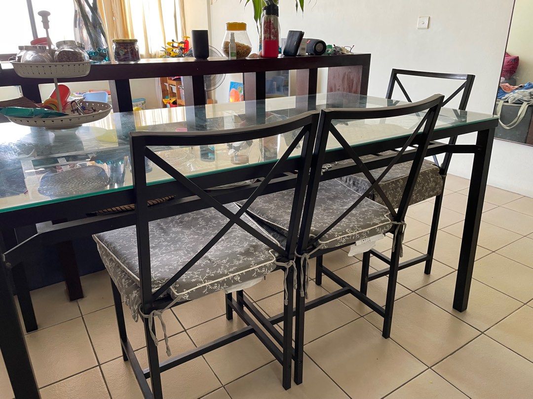 IKEA glass top Dining table letting go , Furniture & Home Living