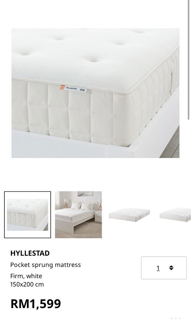 IKEA HYLLESTAD QUEEN MATTRESS, Furniture & Home Living, Furniture, Bed
