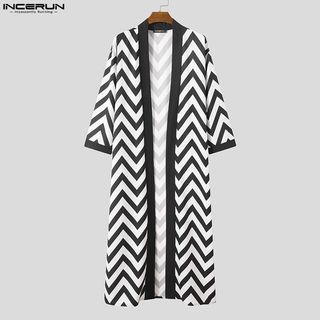 Incerun Men Black & White Stripe Robe (Unisex/Freesize)
