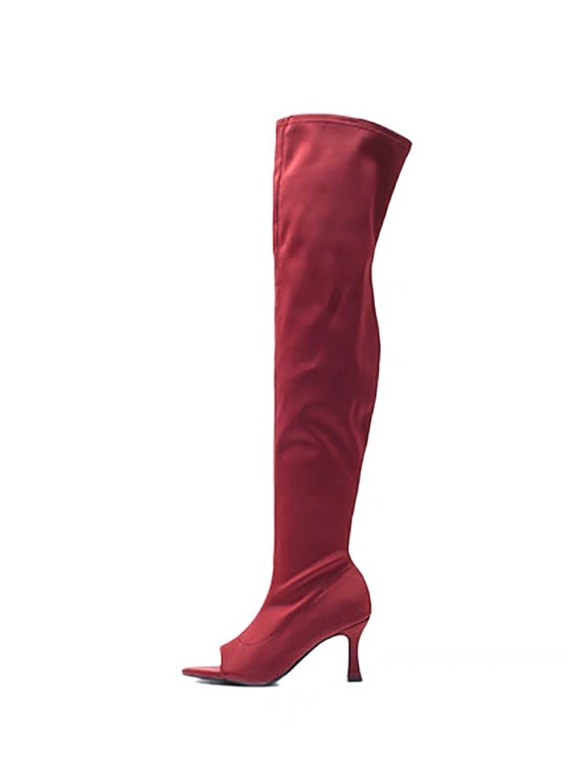 Instock Christmas Red Thigh High Dance Heels Boots Women s