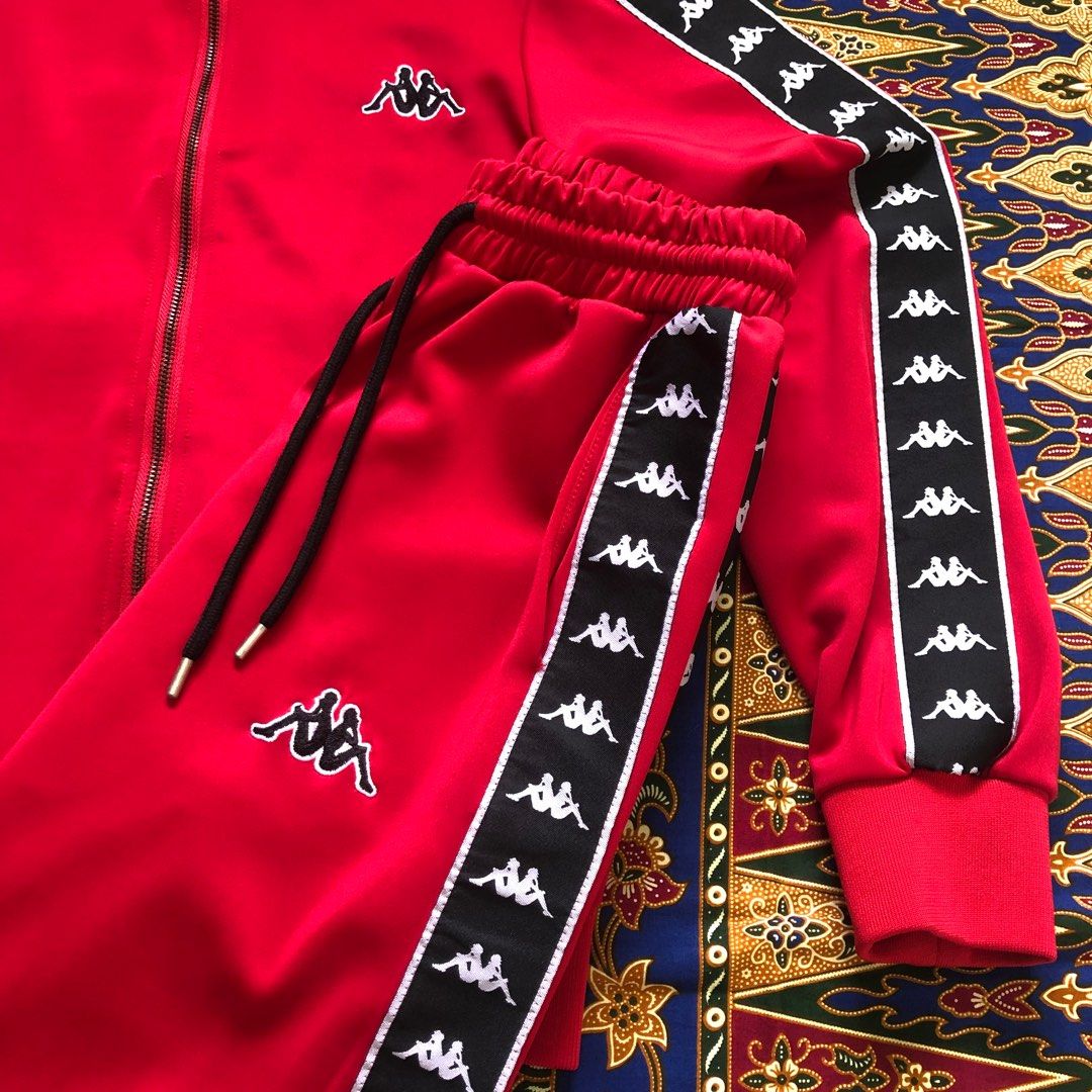Black and red kappa tracksuit deals