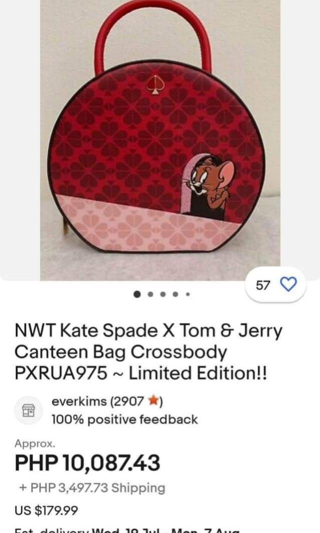 NWT Kate Spade X Tom & Jerry Canteen Bag Crossbody PXRUA975 ~ Limited  Edition!!