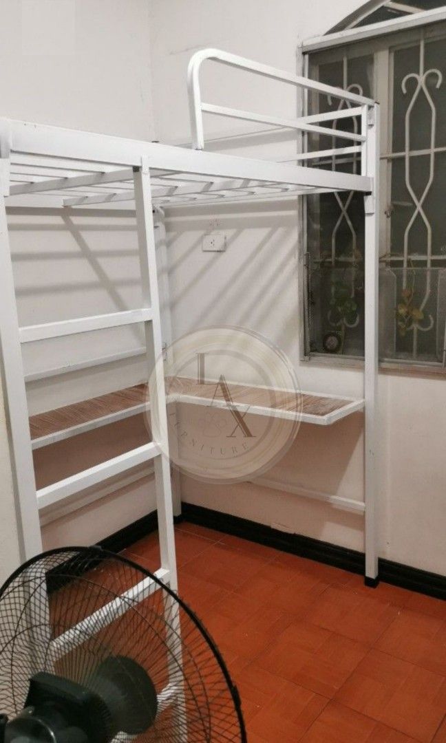 Loft bed ( L-shape table) (Category: Bed Frames & Mattresses) located in Valenzuela. Submitted by lax_furniture (Listing ID 1252522535, Image 3). Description: Price starts at PHP 7,000✅ ❗We are offering high quality bed frames, loft bed, double deck, triple deck, metal split type and sofa bed. 📍high quality materials 📍durable 📍G.I. tubular 📍Heavy duty 📍Hindi tinipid sa welding 📍Available in 3 colors :black, white, and gray :For custom color