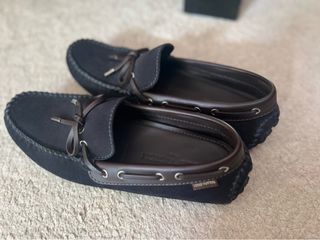 Louis Vuitton, Shoes, Louis Vuitton Mens Major Loafers Size Lv Us11 Black  Grained Leather Logo Slips