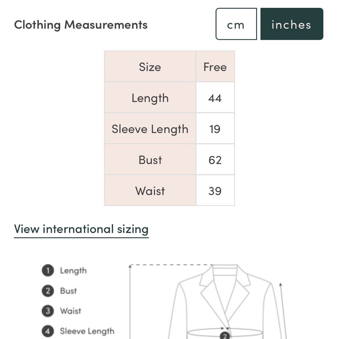 Raymond blazer size chart top