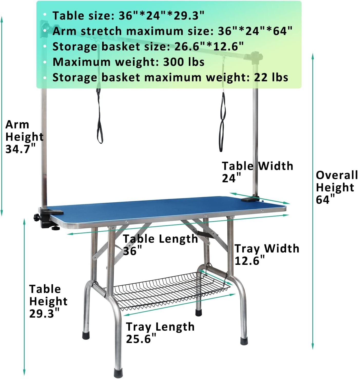 LOVMOR 36 Inch Dog Grooming Table Adjustable Home Pet Grooming Tables with Arm Noose Mesh Tray Pet Supplies Health Grooming on Carousell
