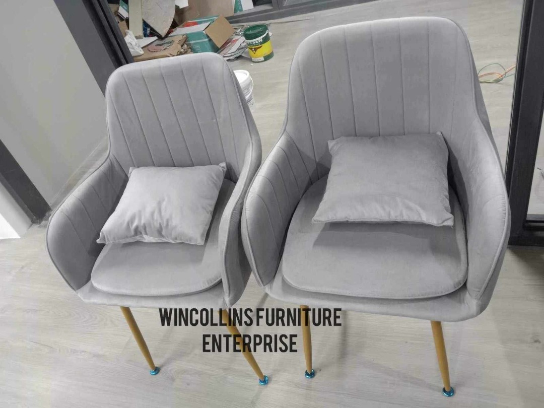 Luxury European velvet vanity accent chair Fully padded Covered in