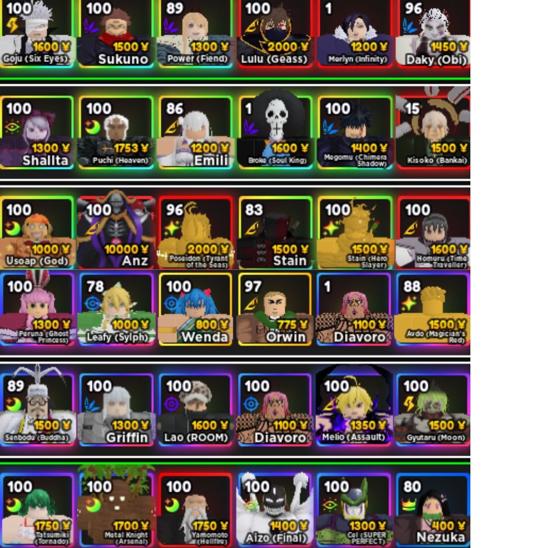 Anime Adventures Super Stacked Account, 6 Meta Uniqs++ price