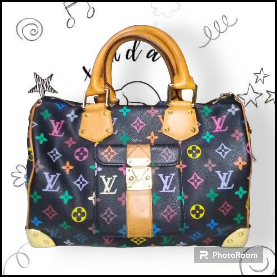 LV Speedy 30 Black Multicolor Handbag, Luxury, Bags & Wallets on Carousell