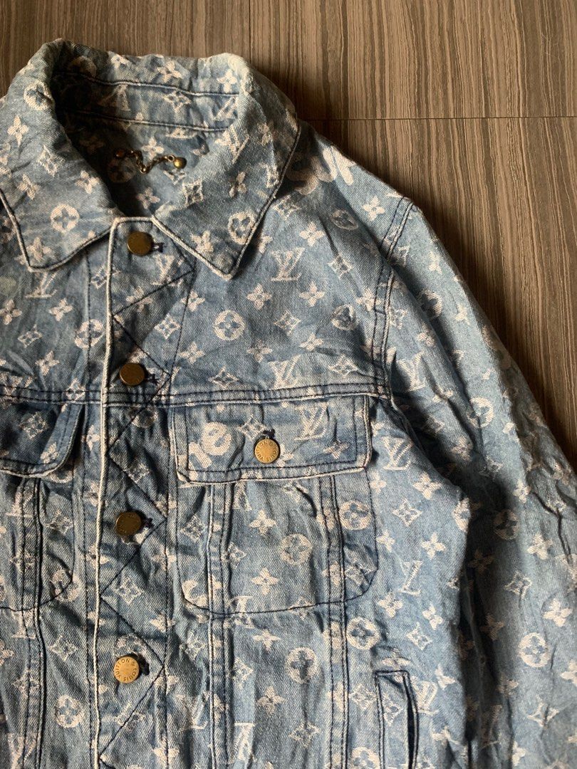 Louis Vuitton Men's 52 Monogram Patchwork Denim Hoodie Zip Jacket