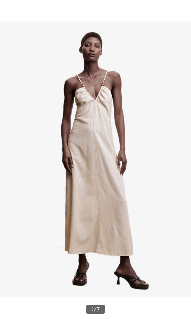 Mango beige dress discount