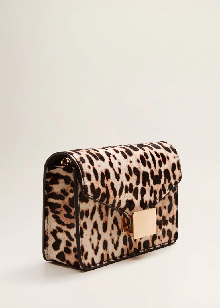 Mango leopard print leather bag