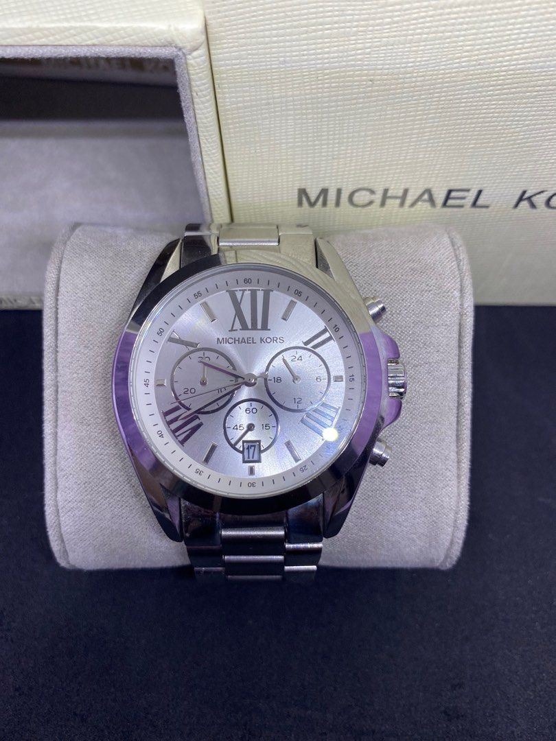 Michael Kors MK5535 Bradshaw Silver Tone Dial Stainless Steel Bracelet Chronograph Watch