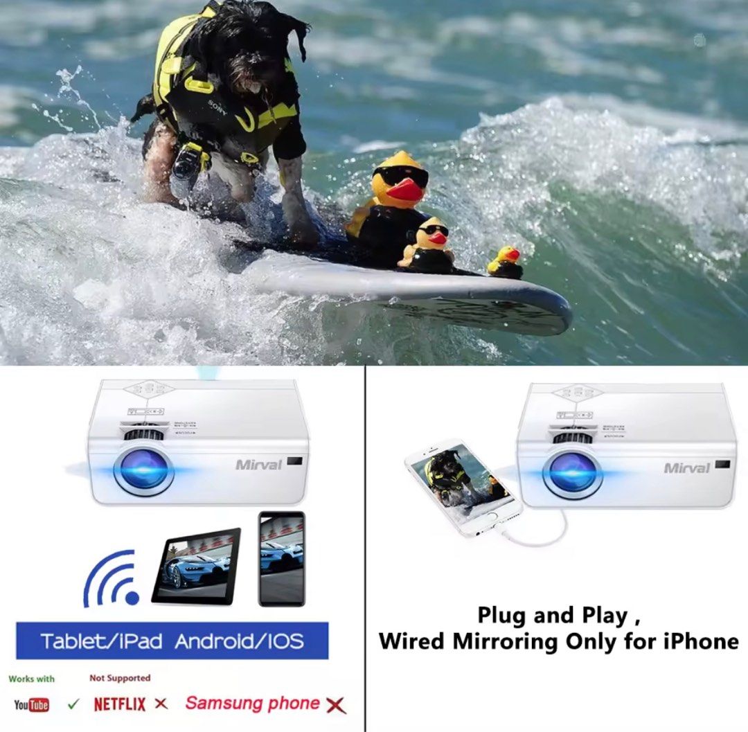 Mirval 4K projector with built in speaker, TV & Home Appliances, TV ...