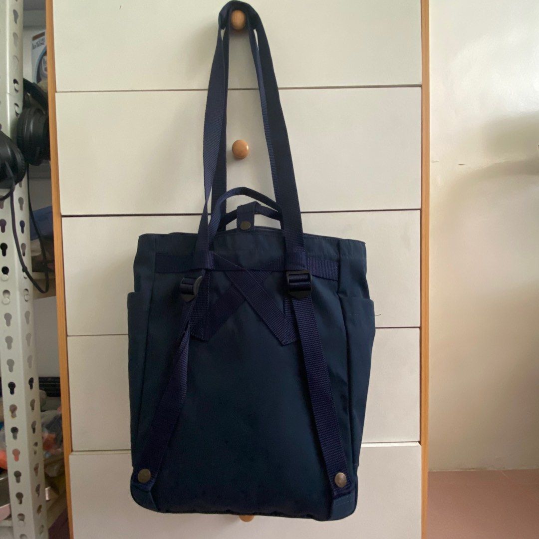 multi way bag (navy blue) (Category: Tote Bags) located in Manila. Submitted by eeveefinds (Listing ID 1252560053, Image 2). Description: dimensions: 35x29x15 (14L) can fit 14 inch laptop can fit long folders mop is via gcash only mod via lalamove/grab/shopee checkout.