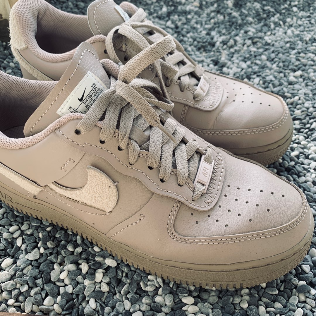 Nike 解構沙色Air Force 拼接皮革標籤AF1 灰褐灰杏奶茶卡其耐吉中性