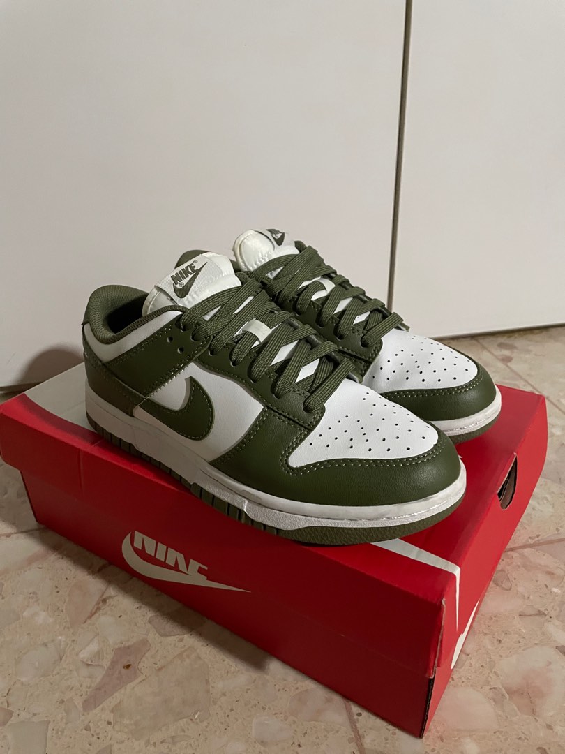 Nike Dunks Low Medium Olive, Women's Fashion, Footwear, Sneakers on