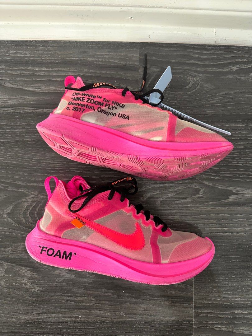 Off White x Nike Zoom Fly Pink, Women's Fashion, Shoes on Carousell