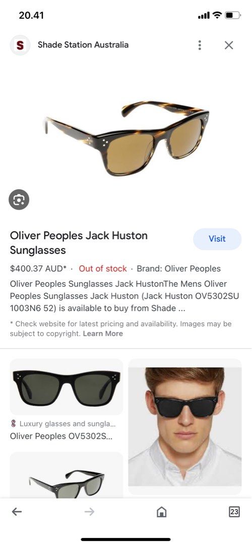 Oliver peoples sunglasses jack huston, Fesyen Wanita, Aksesoris di