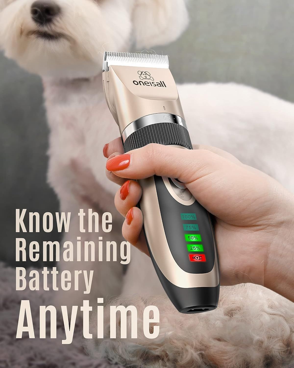 oneisall Dog Clippers Low Noise 2 Speed Quiet Dog Grooming Kit