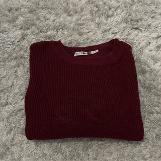 Oversized Crop Maroon Sweater
