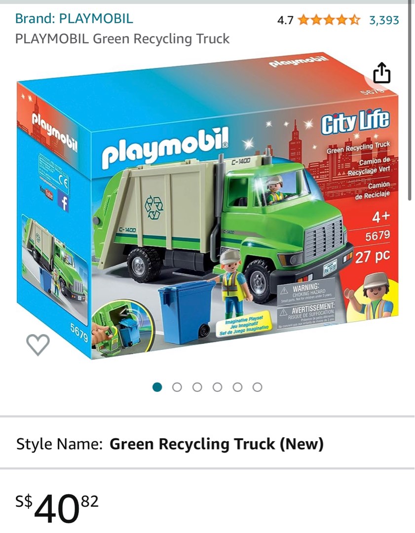 Playmobil green recycling truck playset cheap