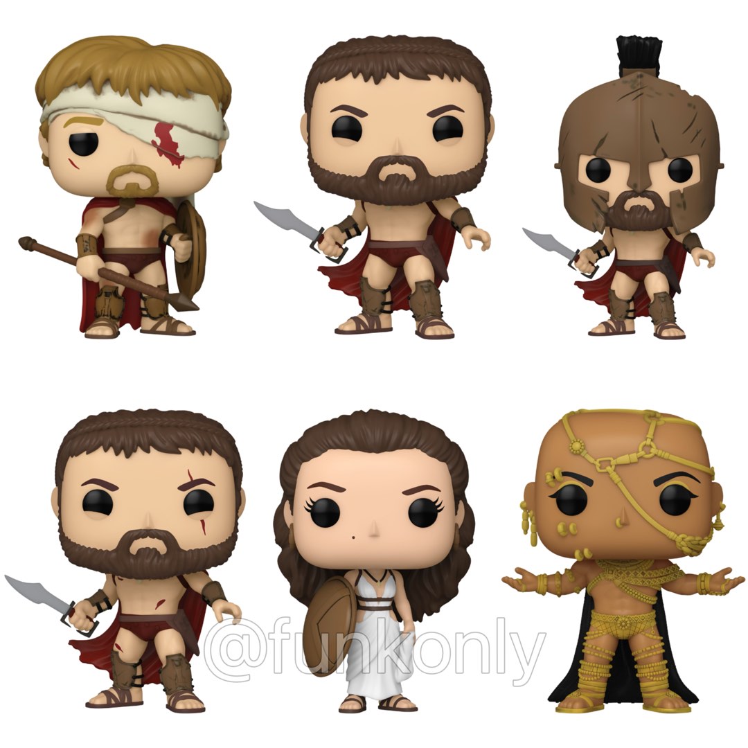 [PO] WB100 300 Pop! Vinyl Figures - Dilios #1472/ Leonidas #1473 Chase  Bundle/ Battle Damaged Amazon Exclusive/ Queen Gorgo #1474/ Xerxes #1475/ SE