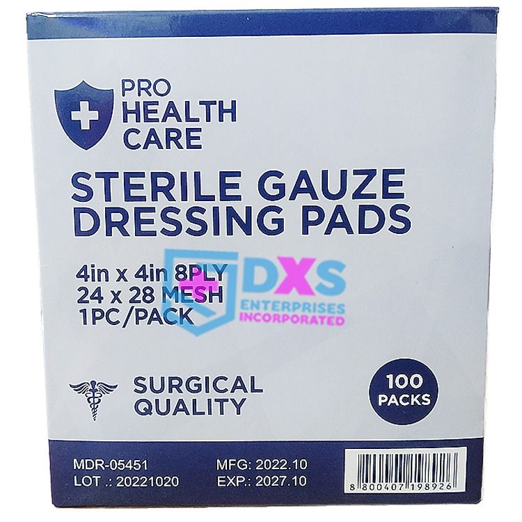 PROHEALTH STERILE GAUZE PAD 100PCS/BOX, Health & Nutrition, Medical
