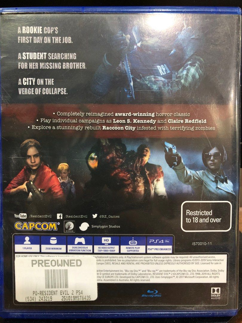 Resident evil 2 on sale ps4 sale