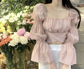Baby Pink Puffy blouses
