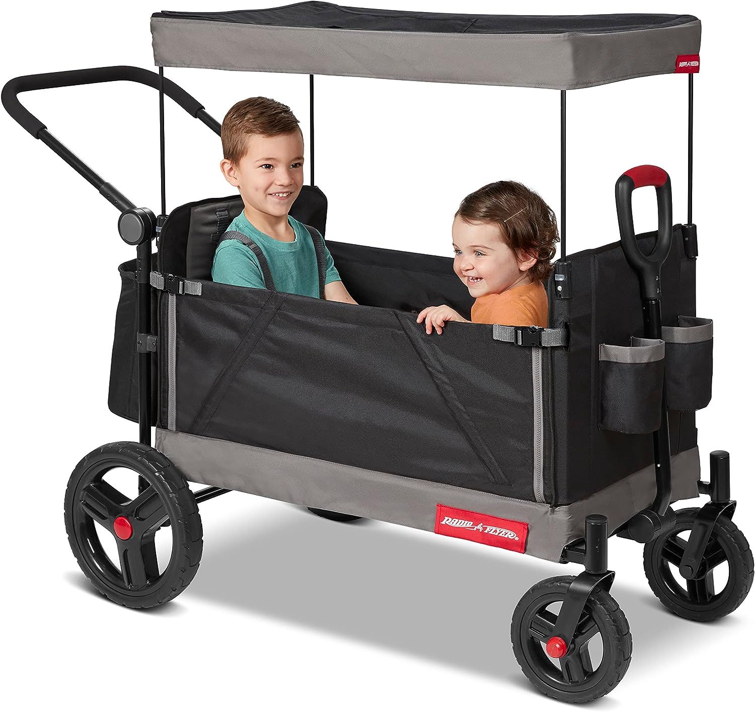 Radio Flyer Trav ler Stroll N Wagon Black Push Wagon with Canopy