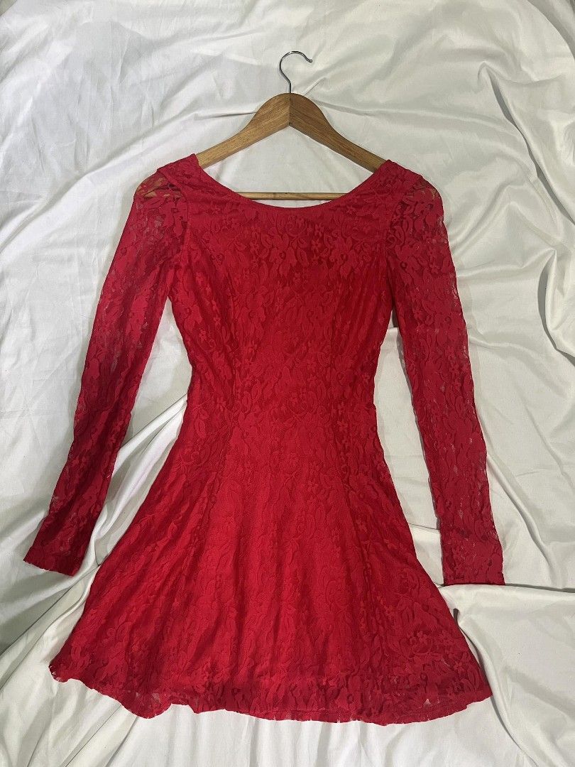 H&m lace dress red shop
