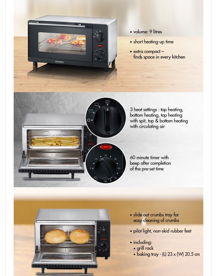Severin Mini Toast Oven TV Home Appliances Kitchen Appliances